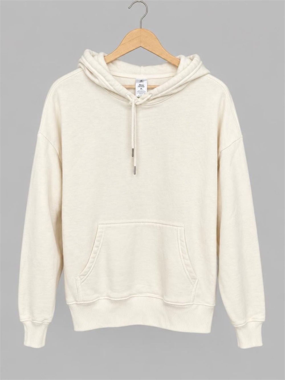Men's Cream Crewneck Fleece Hoodie Pullover - XL
